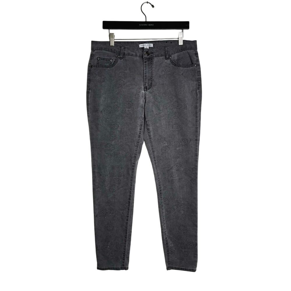 Tribal Jeans Gray Tonal Paisley Skinny Stretch Jeans Size 12